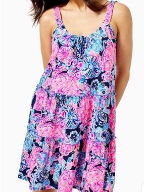 Lilly Pulitzer Loro Swing Dress in the High Tide Navy Turtle Amazement